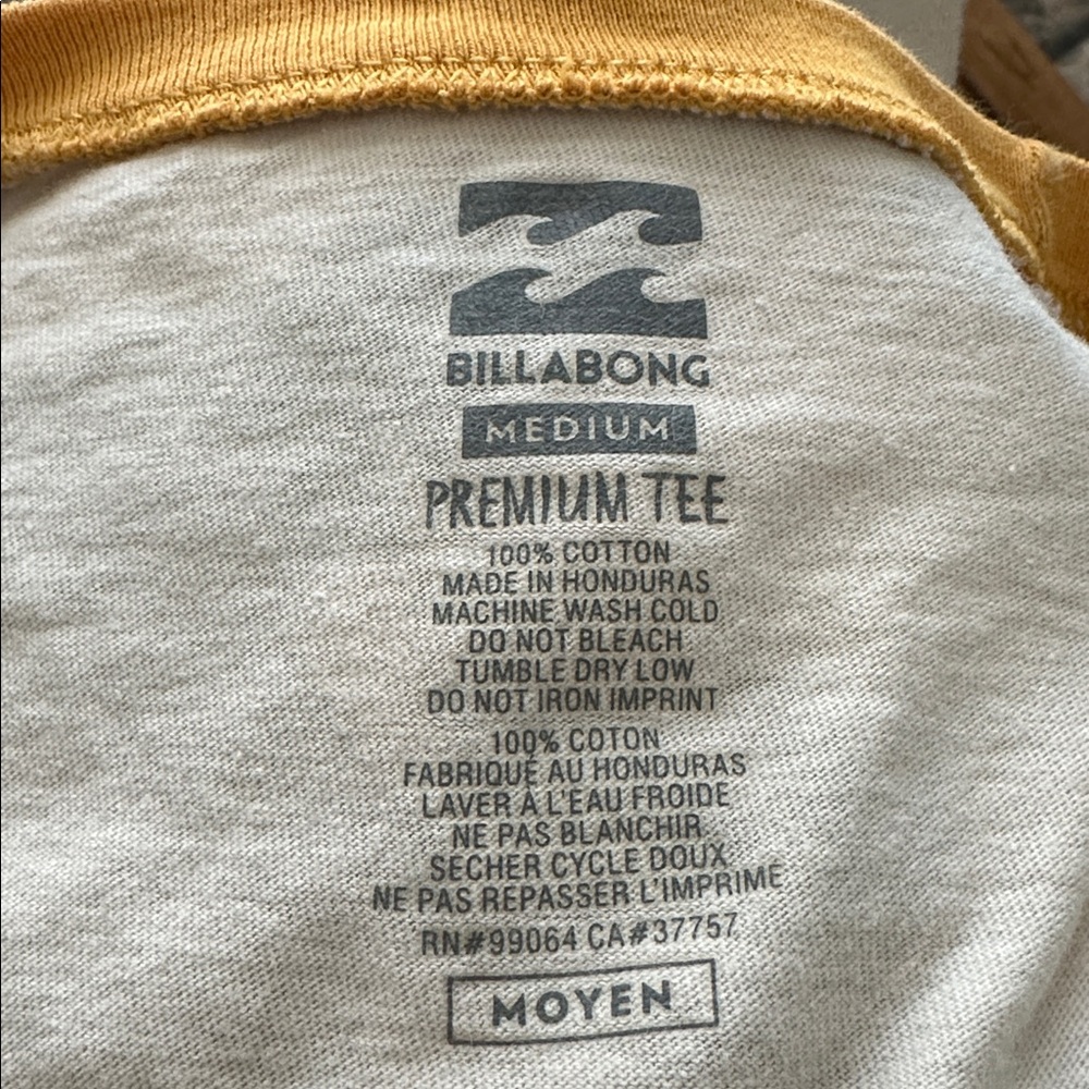 Billabong Yellow and White Long Sleeve T-Shirt - Picture 6 of 7